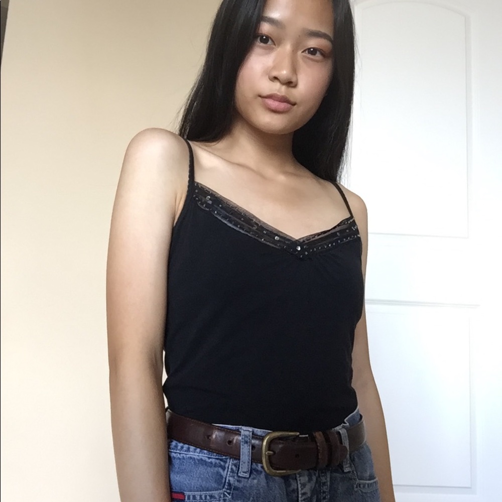 Spaghetti Strap Tank Top Black